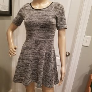 Gray fit and flare keyhole dress